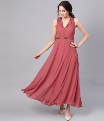 SASSAFRAS Women Maxi Pink Dress