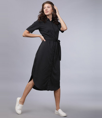 Tokyo Talkies Women A-line Black Midi/Calf Length Dress