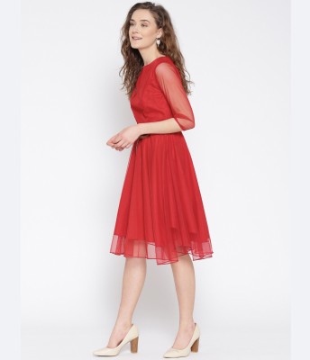 U&F Women Fit and Flare Red Dress