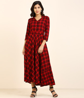 Tokyo Talkies Women Maxi Red Midi/Calf Length Dress