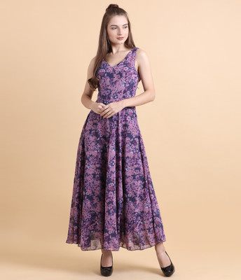 HARPA Women Fit and Flare Multicolor Maxi/Full Length Dress
