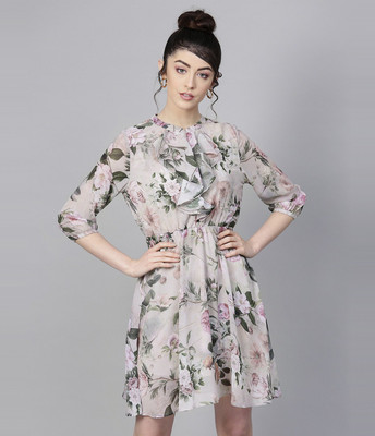 SASSAFRAS Women Fit and Flare Multicolor Above Knee/Mid Thigh Length Dress