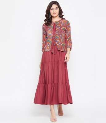 HELLO DESIGN Women Maxi Maroon Dress