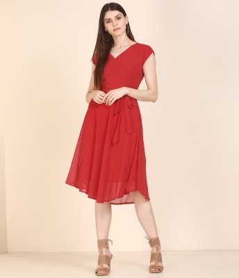 HARPA Women Fit and Flare Red Dress