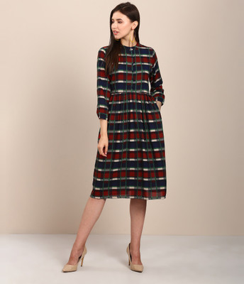Tokyo Talkies Women Fit and Flare Multicolor Midi/Calf Length Dress