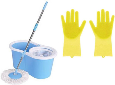 Majron 360 degree Spin Mop With 2 Refills, Durable Bucket With Extendable Handle- For P Mop Set(Multicolor)