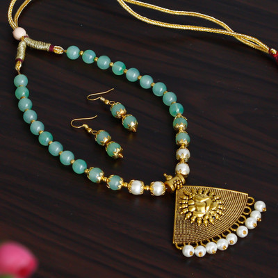 SHUBHAM JEWELLERS Alloy Gold-plated Green Jewellery Set(Pack of 1)