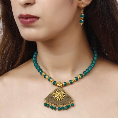 Koolbug Alloy Gold-plated Green Jewellery Set(Pack of 3)