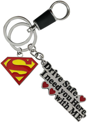 SHOKY LOOKS Best Quality Matlic Chrome Drive safe My Dear I Need you msg for your Love attractive Design with Strong Superman Best quality Multicolor and amazing looking hook its made of high quality Material, Strong and Durable quality Ideal for Home use, Car Keys, Bike Key Key Chain