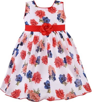 Wishkaro Baby Girls Midi/Knee Length Casual Dress(Multicolor, Short Sleeve)