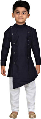 POHAR CREATION Boys Festive & Party Kurta and Pyjama Set(Black Pack of 1)
