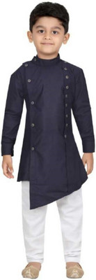 POHAR CREATION Boys Festive & Party Kurta and Pyjama Set(Blue Pack of 1)