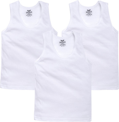 SAVAGE Vest For Boys Pure Cotton(White, Pack of 3)