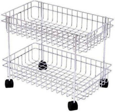 YASHODEEP PLASTIC Fruits/Vegetables Kitchen Rack Steel 2 Layer Stand for Kitchen Fruit Vegetable Stand Storage Trolley Fruits/Vegetables Kitchen Rack Stainless Steel Kitchen Trolley