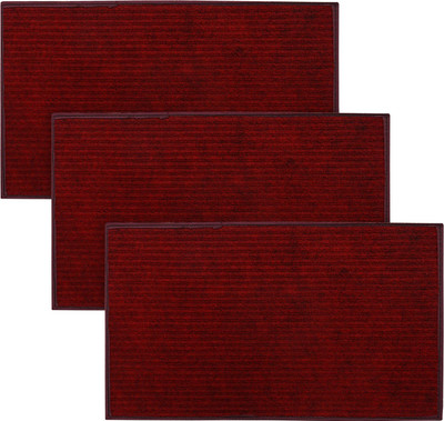 KUBER INDUSTRIES Microfiber Door Mat(Maroon, Free, Pack of 3)
