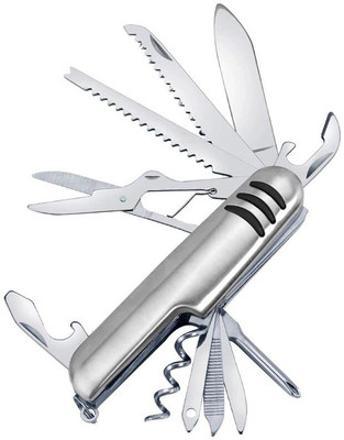 JacGifts 11 In 1 Multifunctional Army Swiss Steel Multi Tool Army Pocket Hunting Outdoor Camping Survival Folding Knife 11 Multi-utility Knife(Silver)