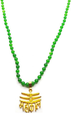 Raviour Lifestyle Lord Shiv Mahakal Mahadev Stylish And Elegant Pendant With Green Hakik Agate 108 beads Mala Energized For Shiv Aashirwad And Blessing Agate Dori Chain