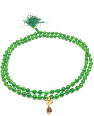 Raviour Lifestyle Raour Liftyle Mahakal Bholenath Trishul Pendant With Green Hakik Agate 108 beads Mala For Good Health And Lord Shiv Blessing Agate Dori Chain