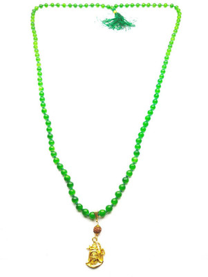 Raviour Lifestyle Raour Liftyle Lord Shiv Mahakal Shankar Mahadev shiv shakti Rudraksha Pendant With Green Hakik Agate 108 beads Mala For Men & Women For Good Health And Self Empowerment Agate Dori Chain