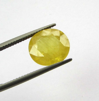 Aanya Jewels Bangkok Yellow Sapphire 7.15 Cts {7.84 Ratti} (Pukhraj Stone) Original Certified Natural Gemstone Rashi Ratan for Mens & Womens Sapphire Stone