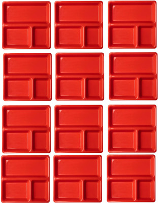 Everbuy Premium Quality Dishwasher Safe Unbreakable Lightweight Stackable Food-Grade Virgin Plastic Plate Sectioned Plate(12 Sectioned Plate)