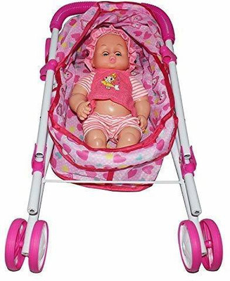 Spiyat Stroller Baby Doll Toy with Real Moving Stroller for Kids