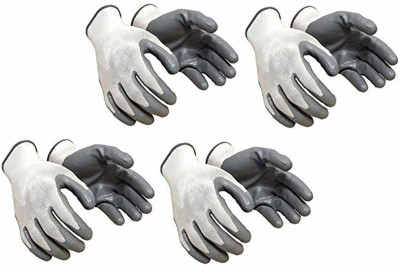 SS & WW GREY WHITE LATEX PALM COATED GLOVES PACK OF 4 PAIR Latex  Safety Gloves(Pack of 8)