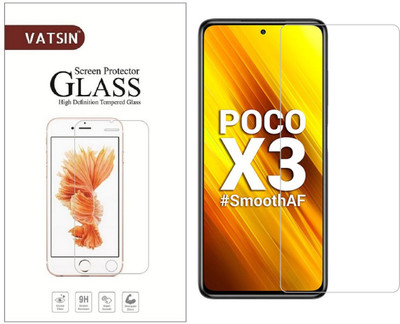 Vatsin Tempered Glass Guard for Poco X3(Pack of 1)