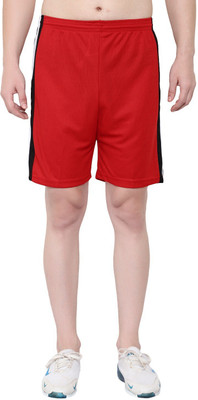 OORA Solid Men Red Sports Shorts