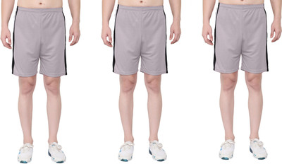 Zonecart Striped Men Grey Gym Shorts