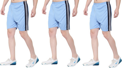 Zonecart Striped Men Blue, Blue, Blue Gym Shorts