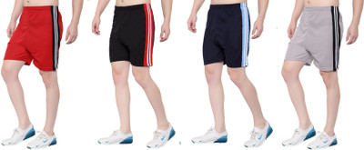 Zonecart Striped Men Multicolor Gym Shorts