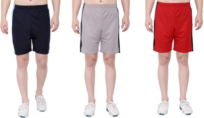 Zonecart Striped Men Red, Grey, Dark Blue Gym Shorts