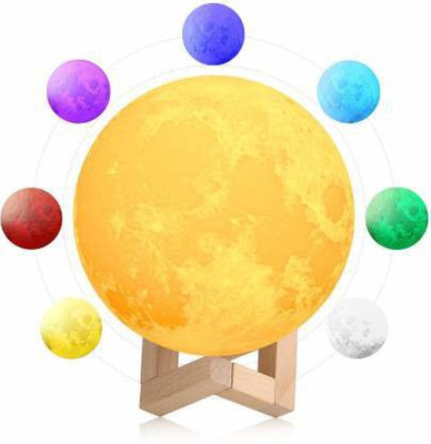 WRADER 3D Moon Lamp Night Moon Lamp with 7 Colors Light Glowing Modes Moon Light Night Lamp(15 cm, Off-White)