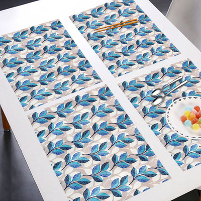 E-Retailer Rectangular Pack of 6 Table Placemat(Blue, PVC)