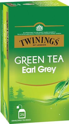 TWININGS Green Tea Earl Grey, Delicate Citrus, Bright & Perky Green Tea Bags Box(25 Bags)