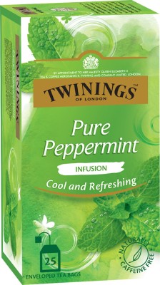 TWININGS Pure Peppermint Tea, Cool and Invigorating Flavour Peppermint Infusion Tea Bags Box(25 Bags)