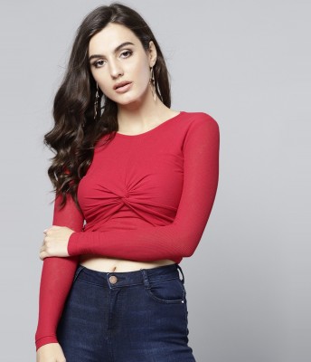 VENI VIDI VICI Casual Regular Sleeve Solid Women Red Top