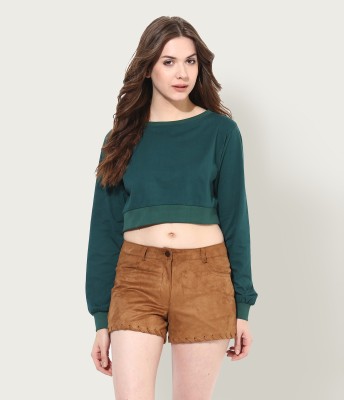 Miss Chase Casual Full Sleeve Solid Women Green Top