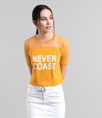 Neoen Casual Regular Sleeve Printed Women Yellow Top