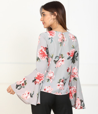 Tokyo Talkies Casual Bell Sleeve Printed Women Multicolor Top
