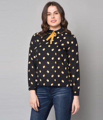 Amadore Casual Regular Sleeve Printed Women White, Black, Yellow Top