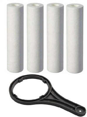 GE FILTRATION Spun Filter Candle 10inch /Outer Filter/Catridge filter with spanner/Compatible with all domestic water purifiers with wrench pack of 4 Solid Filter Cartridge(0.05, Pack of 5)