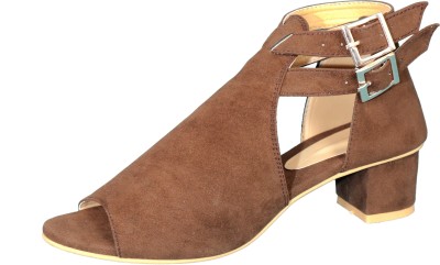 VEERLY Women Heels(Brown , 10)