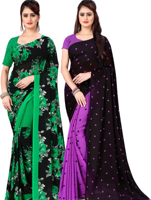 kashvi sarees Polka Print Daily Wear Georgette Saree(Pack of 2, Multicolor)