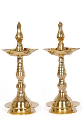 VISHNU Brass (Pack of 2) Table Diya Set(Height: 10 inch)