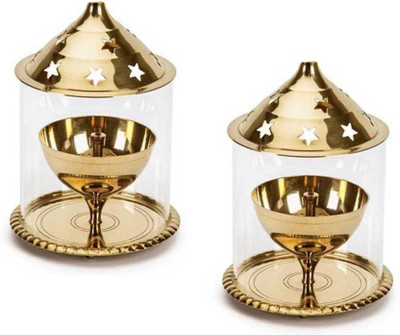 VALUE CRAFTS Brass (Pack of 2) Table Diya Set(Height: 5 inch)