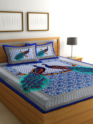NAVEEN TEXTILES Cotton Double Flat 110 TC Printed Bedsheet(Pack of 1, Multicolor)
