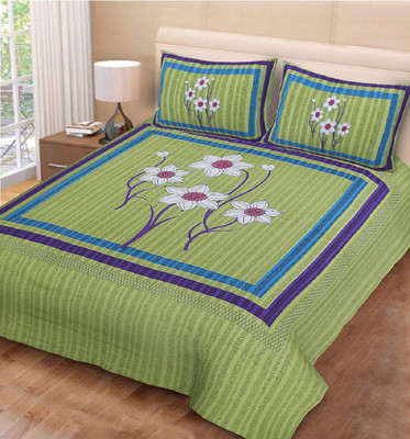 NAVEEN TEXTILES Cotton Double Flat 110 TC Printed Bedsheet(Pack of 1, Multicolor)
