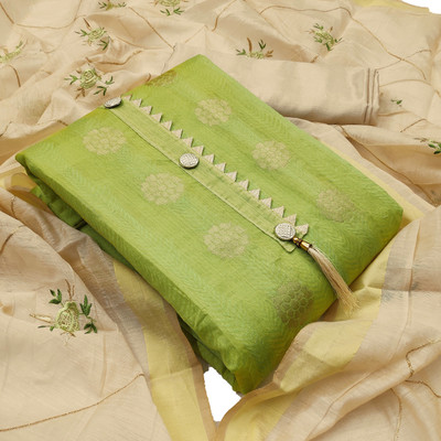 MEHZEEL FAB Jacquard Embroidered Kurta & Churidar Material